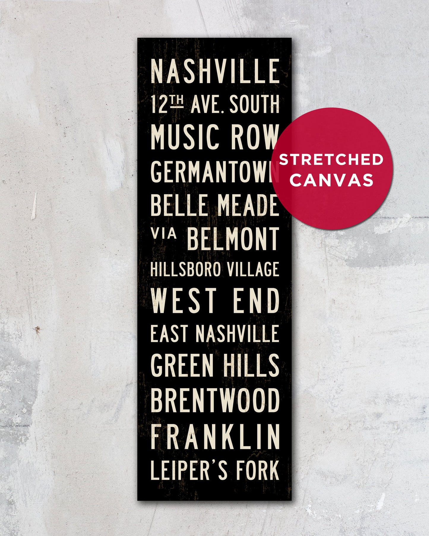 12x36 Nashville Subway Sign Art, Bus Scroll