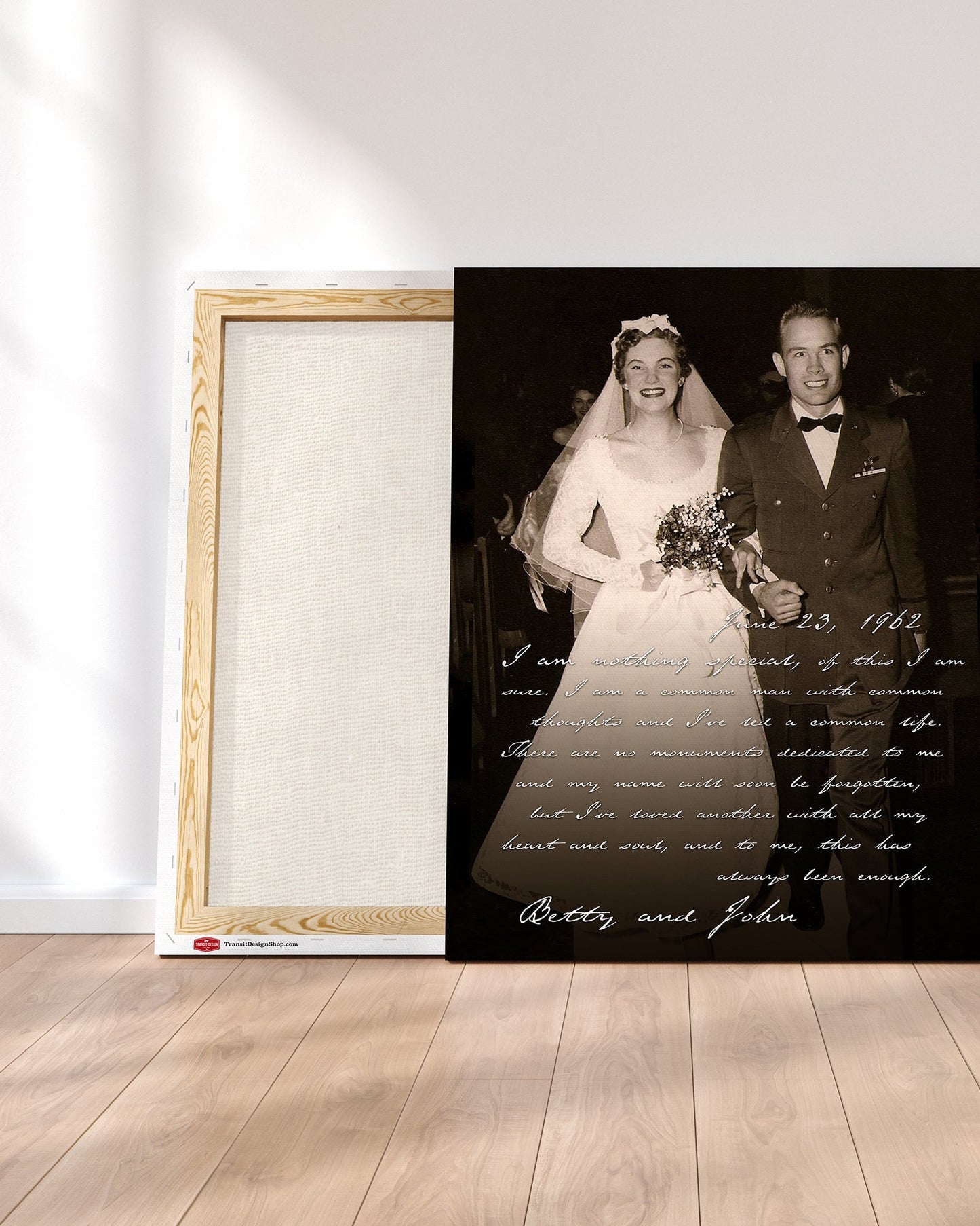 Back of 50th Wedding Anniversary Photo Canvas - Transit Design