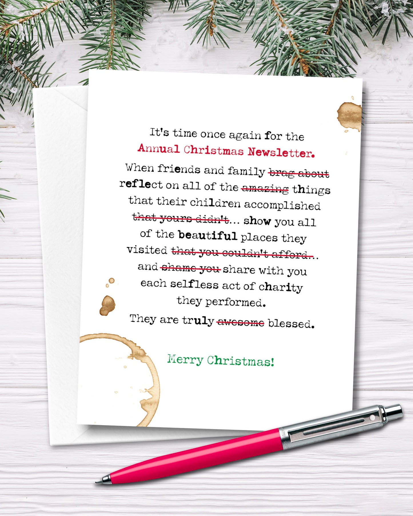 Humorous Christmas Cards by Smirkantile, Funny Christmas Newsletter