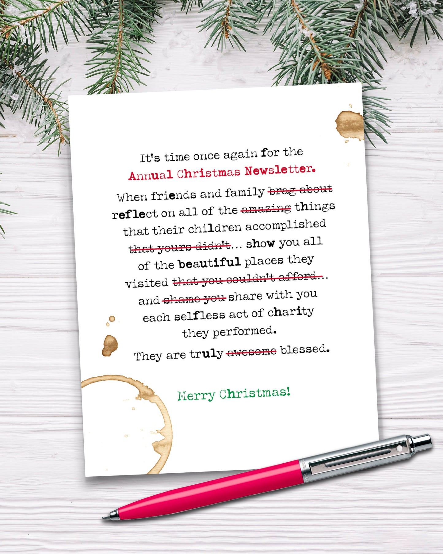 Funny Christmas Newsletter Card, Holiday Card by Smirkantile.