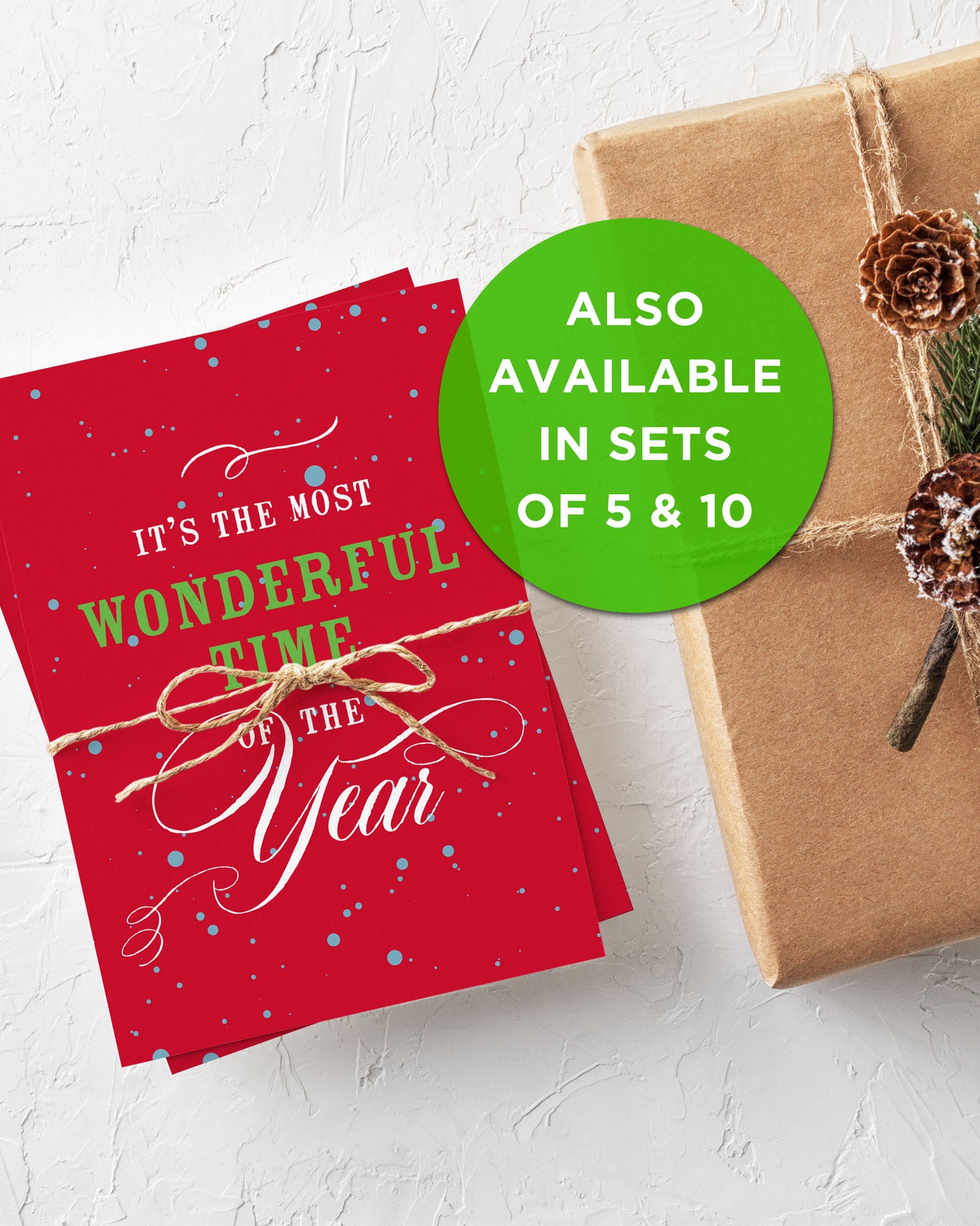 Set of 10 or Set of 5 Christmas Cards, It's the Most Wonderful Time of the Year
