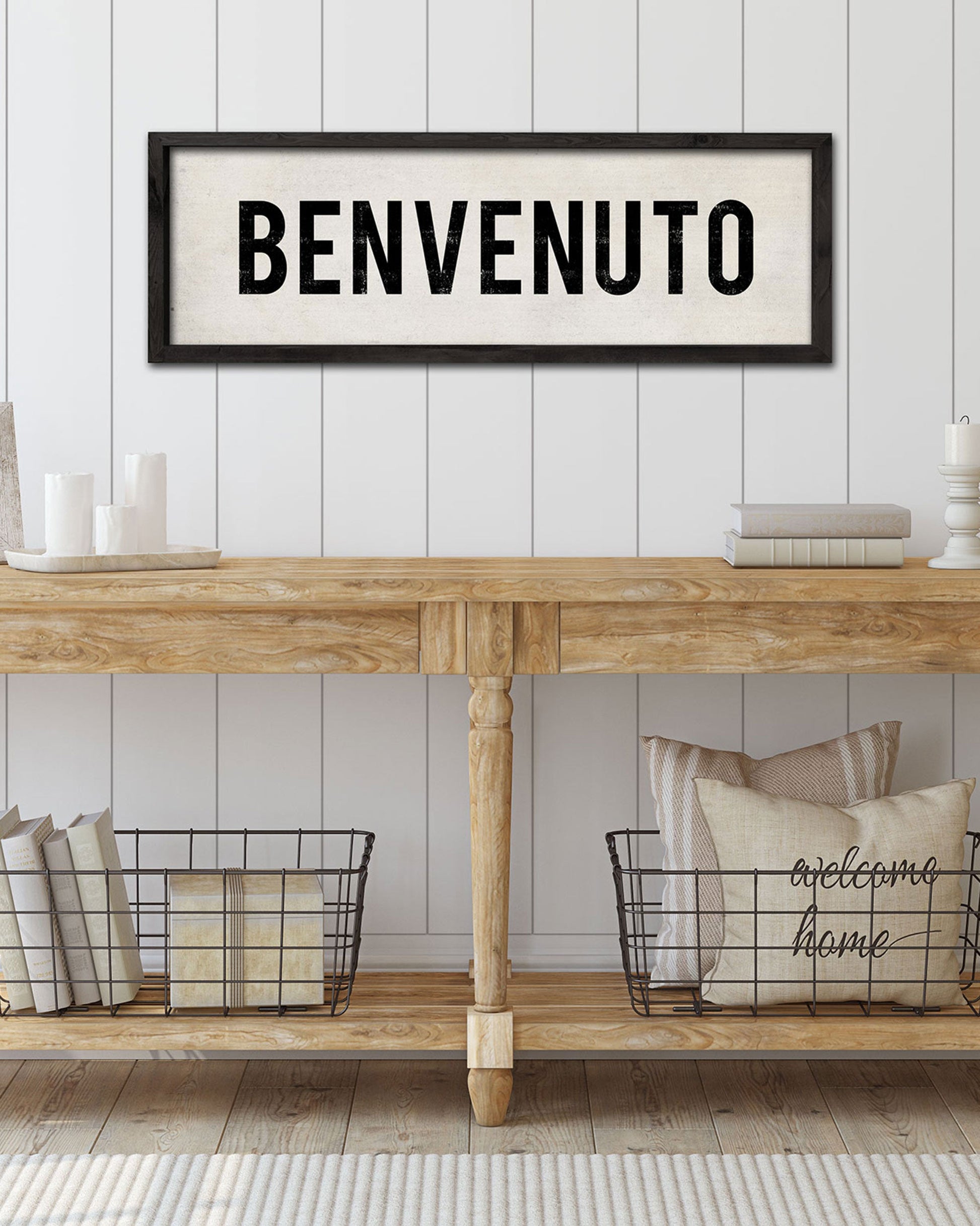 Benvenuto Italian Welcome Sign, Rustic Farmhouse Decor - Transit Design