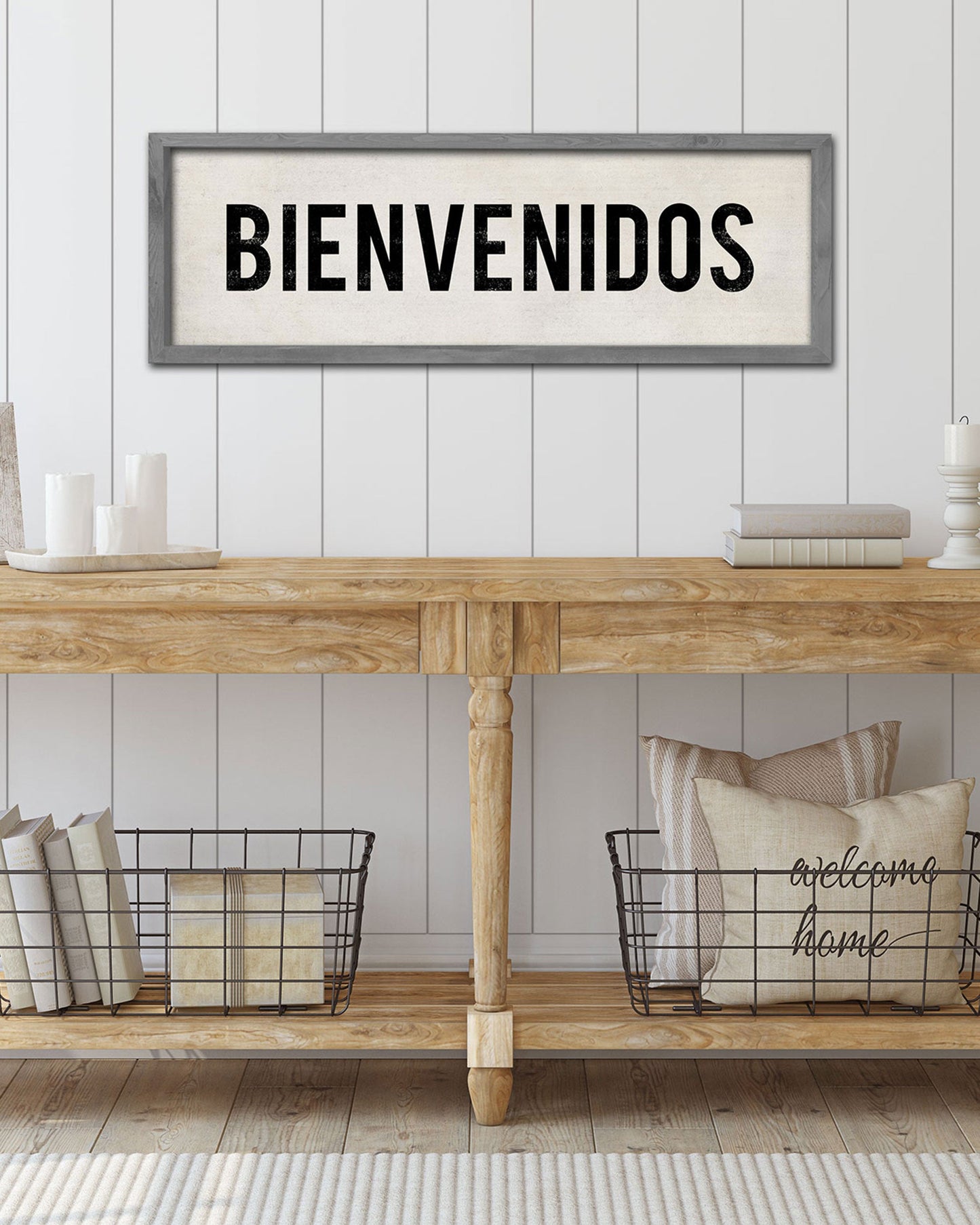 Wooden Bienvenidos Spanish Welcome Sign, decorative wall sign  - Transit Design