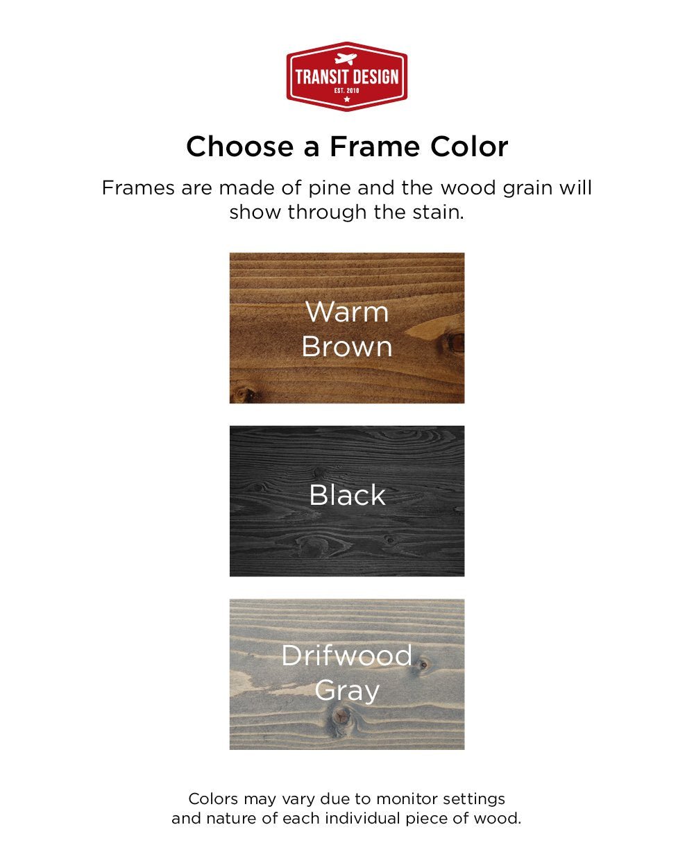 Kitchen Sign frame colors - Transit Design