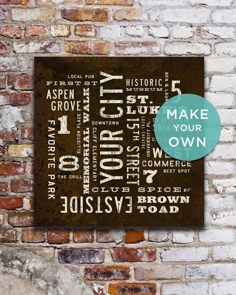 Personalized City Art Sign, custom wall art - Transit Design