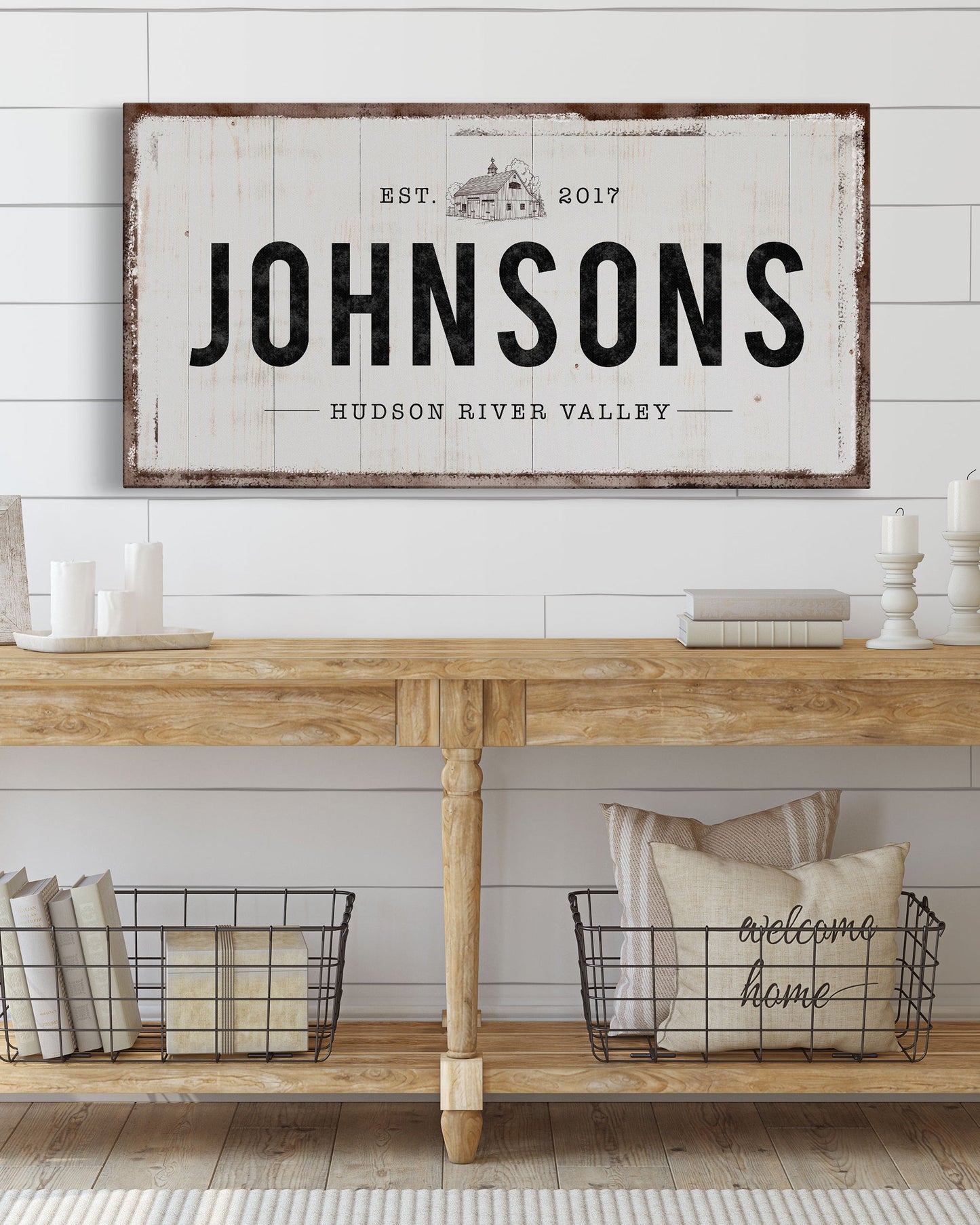 Custom Family Name Sign in entryway, Farmhouse Wall Decor - Transit Design