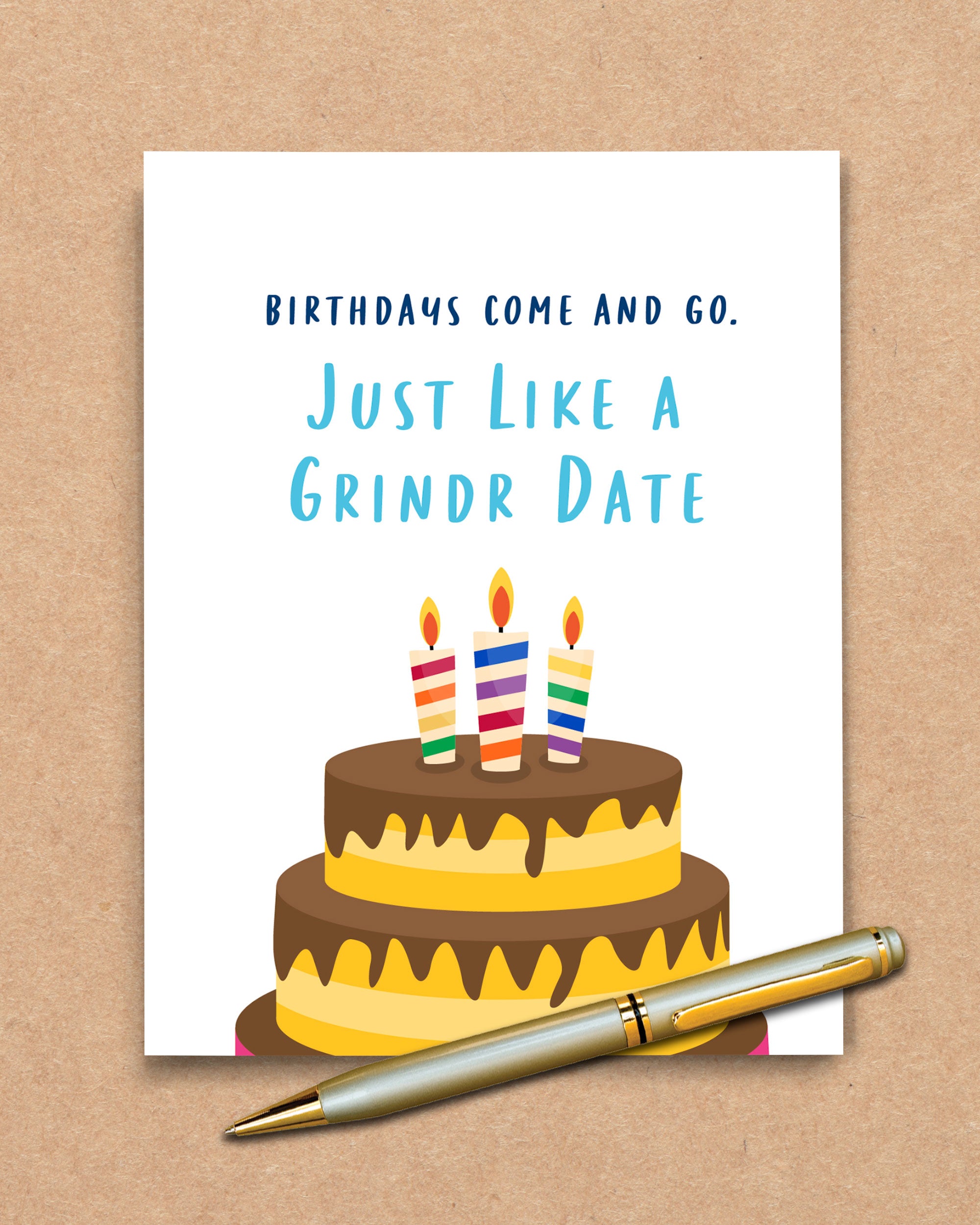 Grindr Date Birthday Card, Birthday Card for gay friend - Transit Design - Smirkantile