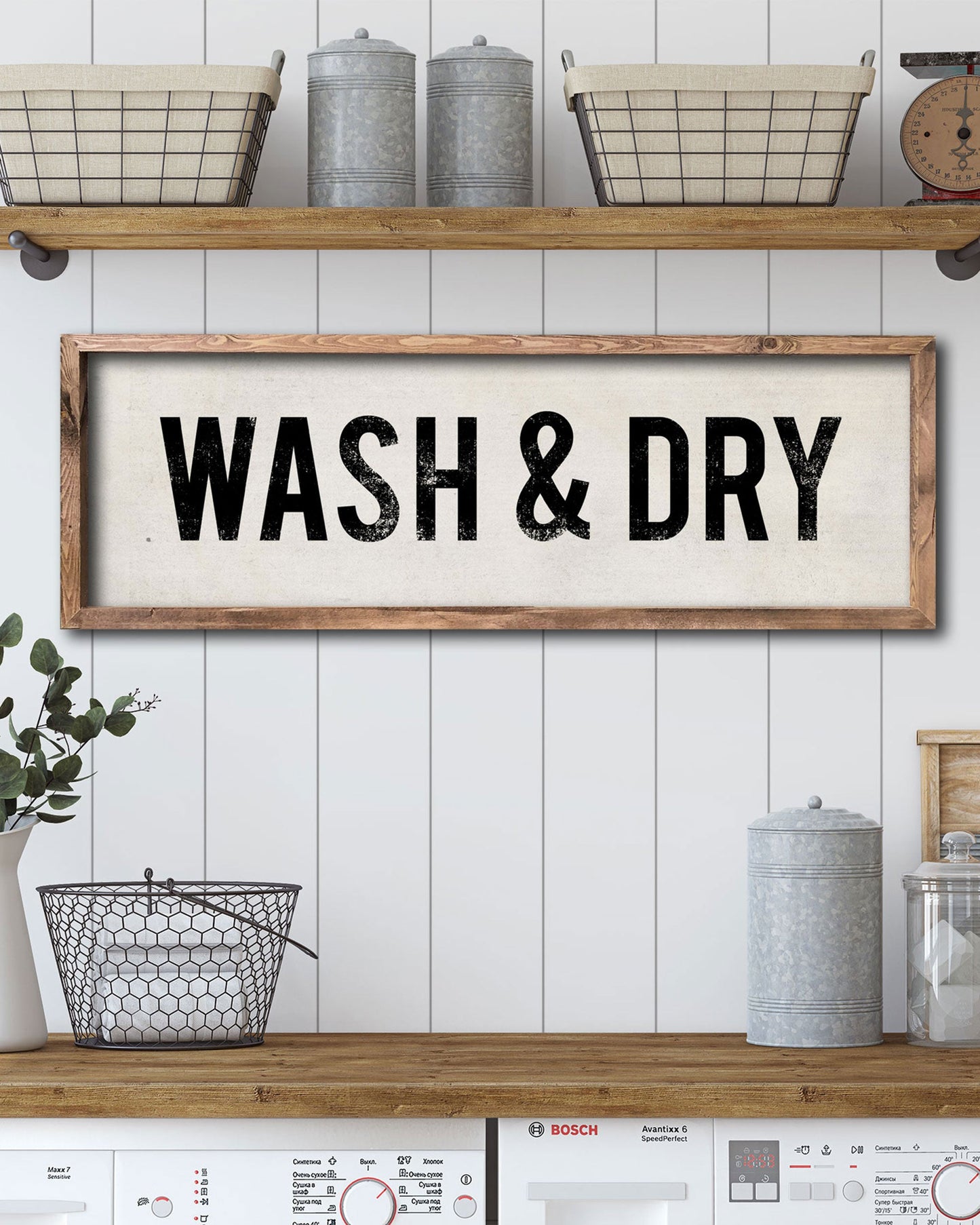 Handmade Wood Wash & Dry Laundry Sign - Transit Design