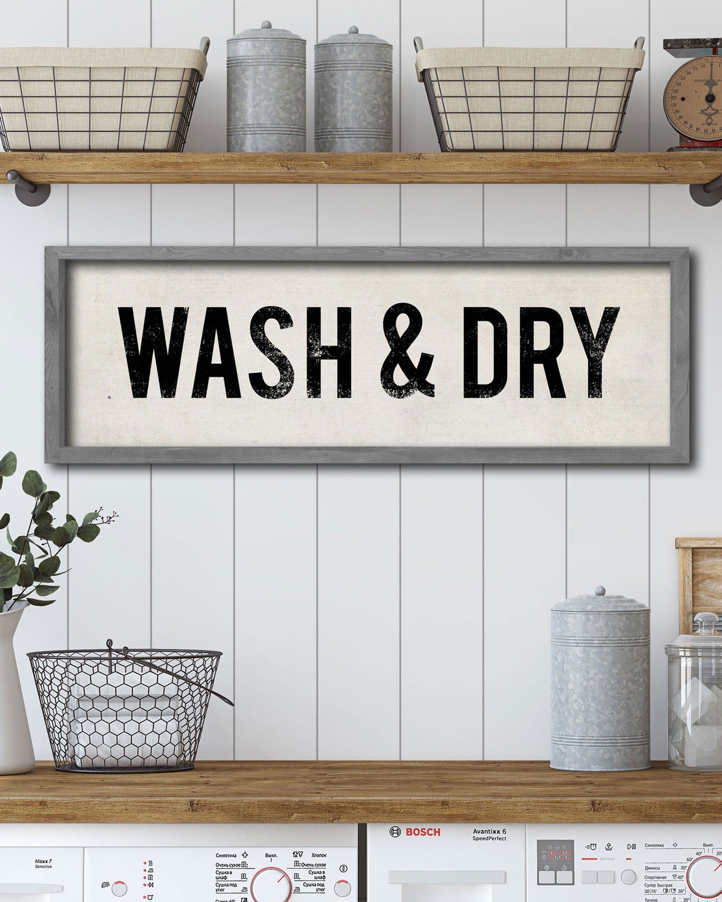 Hand-Painted Wash & Dry Farmhouse Laundry Sign - Transit Design