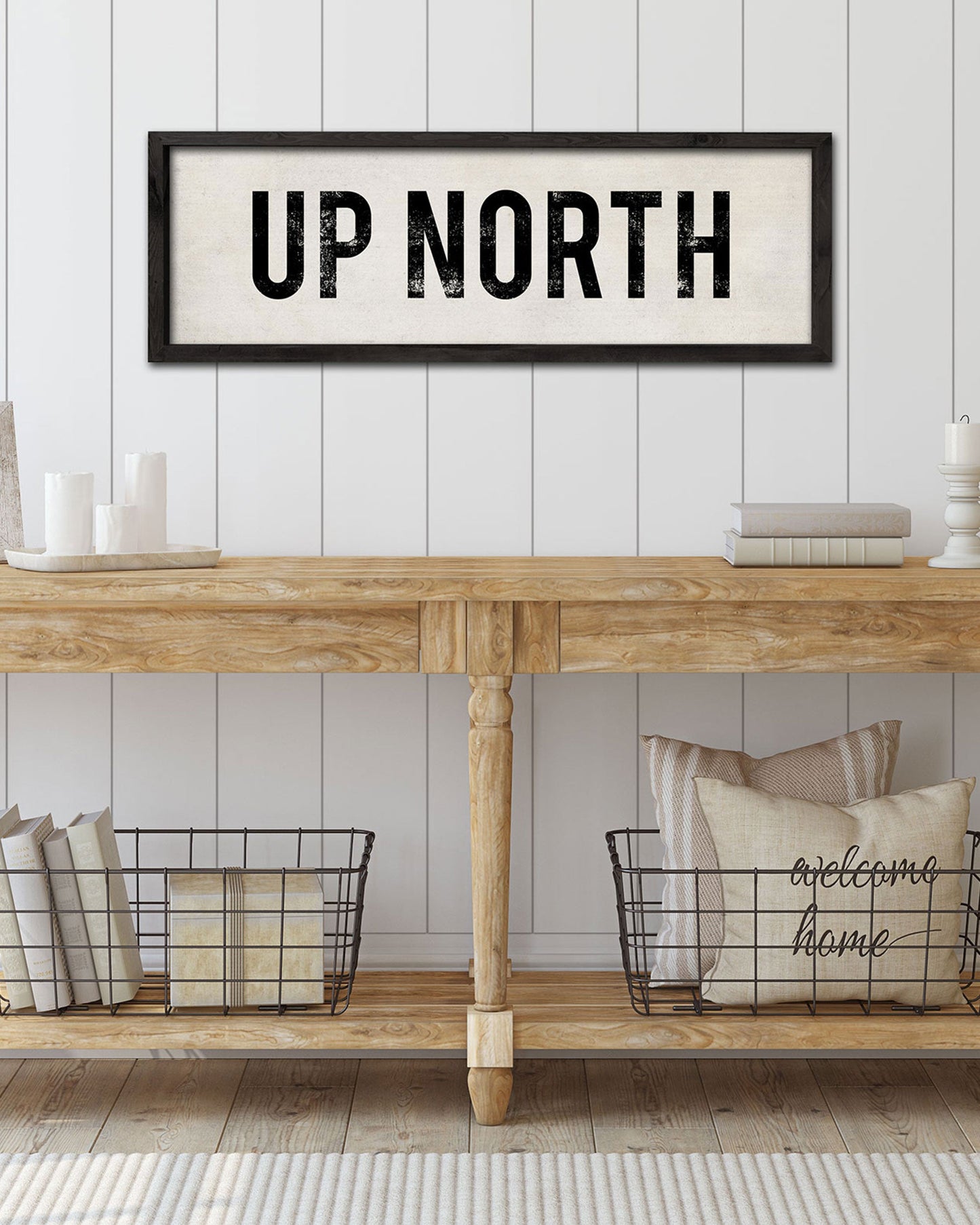 Handmade Up North Wood Sign, hand-painted farmhouse decor - Transit Design