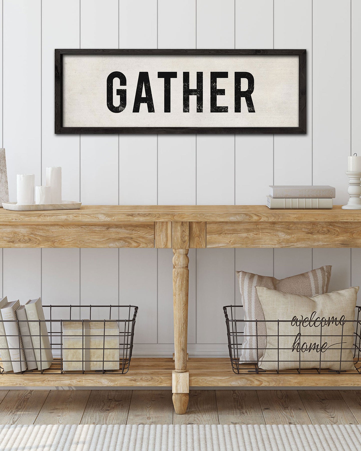 Handmade Wood Gather Sign, Farmhouse Wall Art - Transit Design