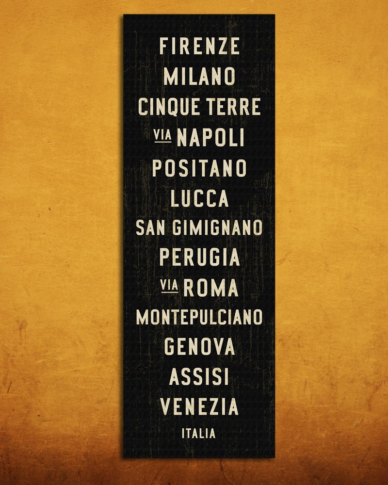 Italy Subway Sign Art, large canvas wall art, 20x60 - Transit Design