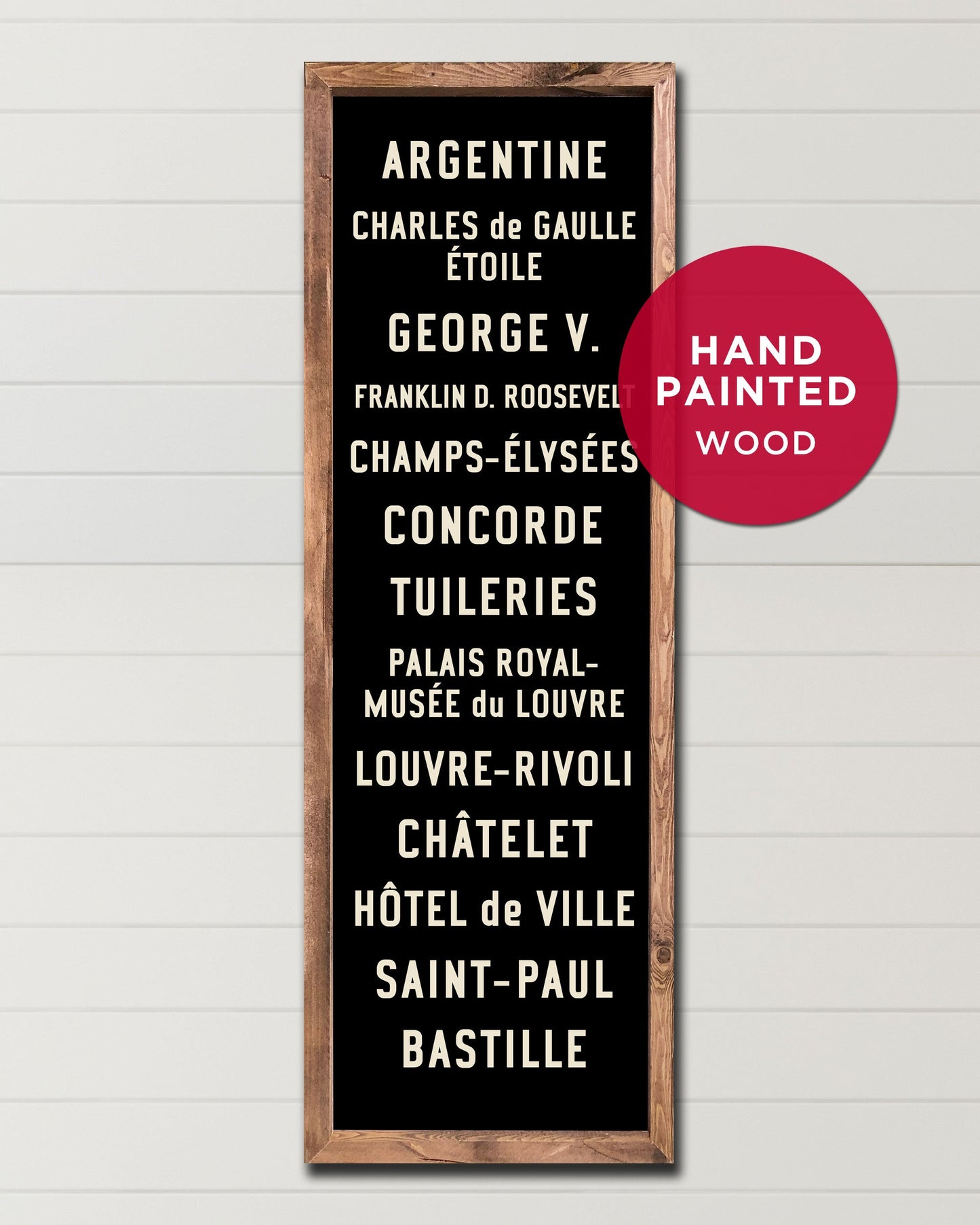 Wooden Paris Subway Sign, French Travel Art - Transit Design