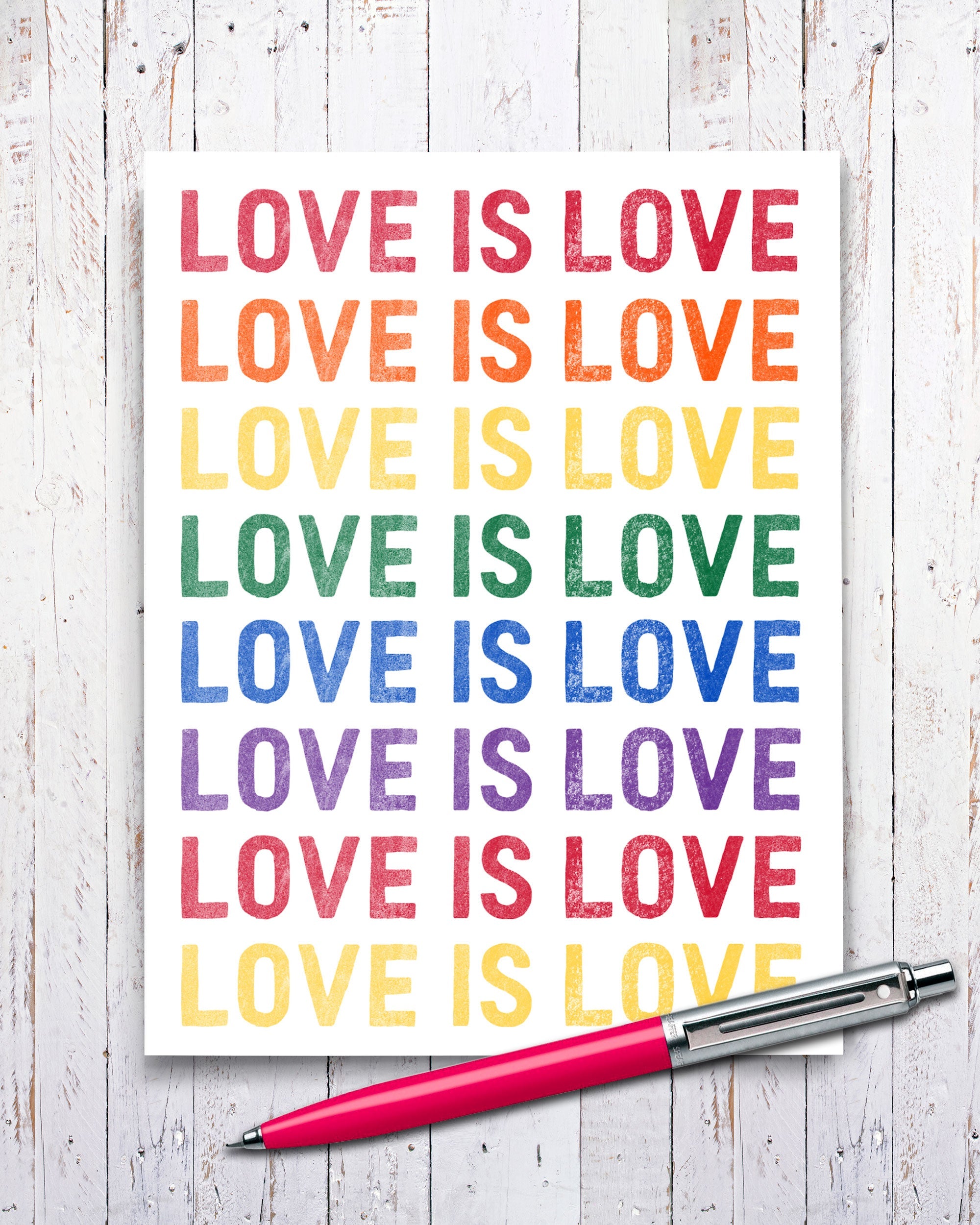 LGBTQ Love is Love Notecard - Transit Design - Smirkantile