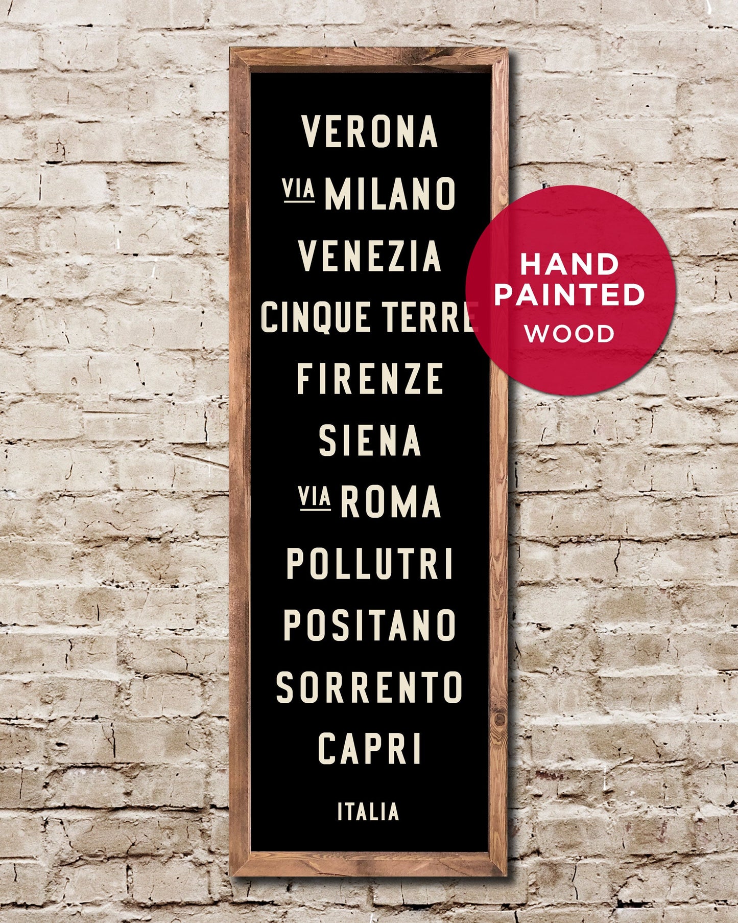 Small Wood Italy Subway Sign Art - Transit Design