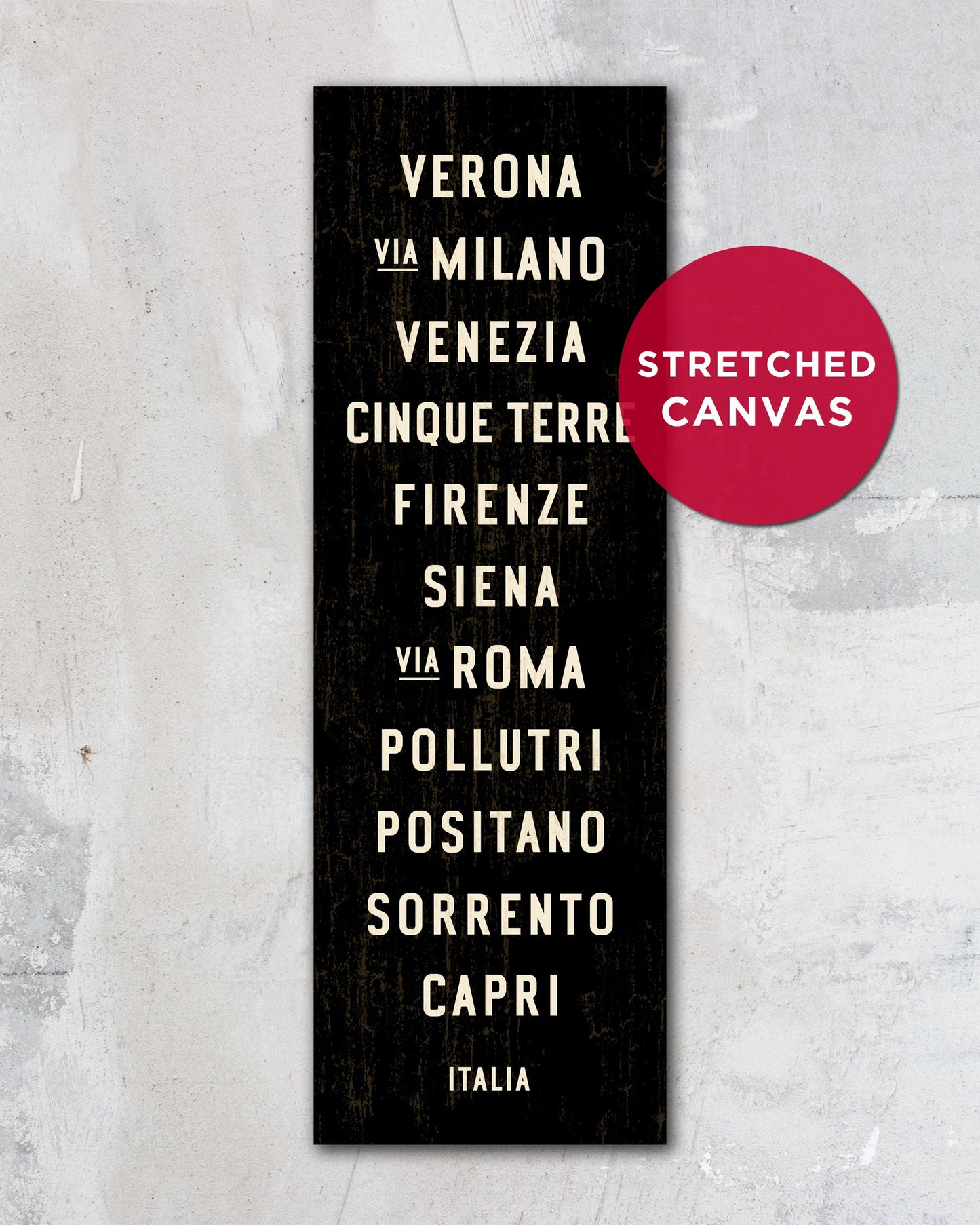 Small stretched canvas Italy Subway Sign Art - Transit Design