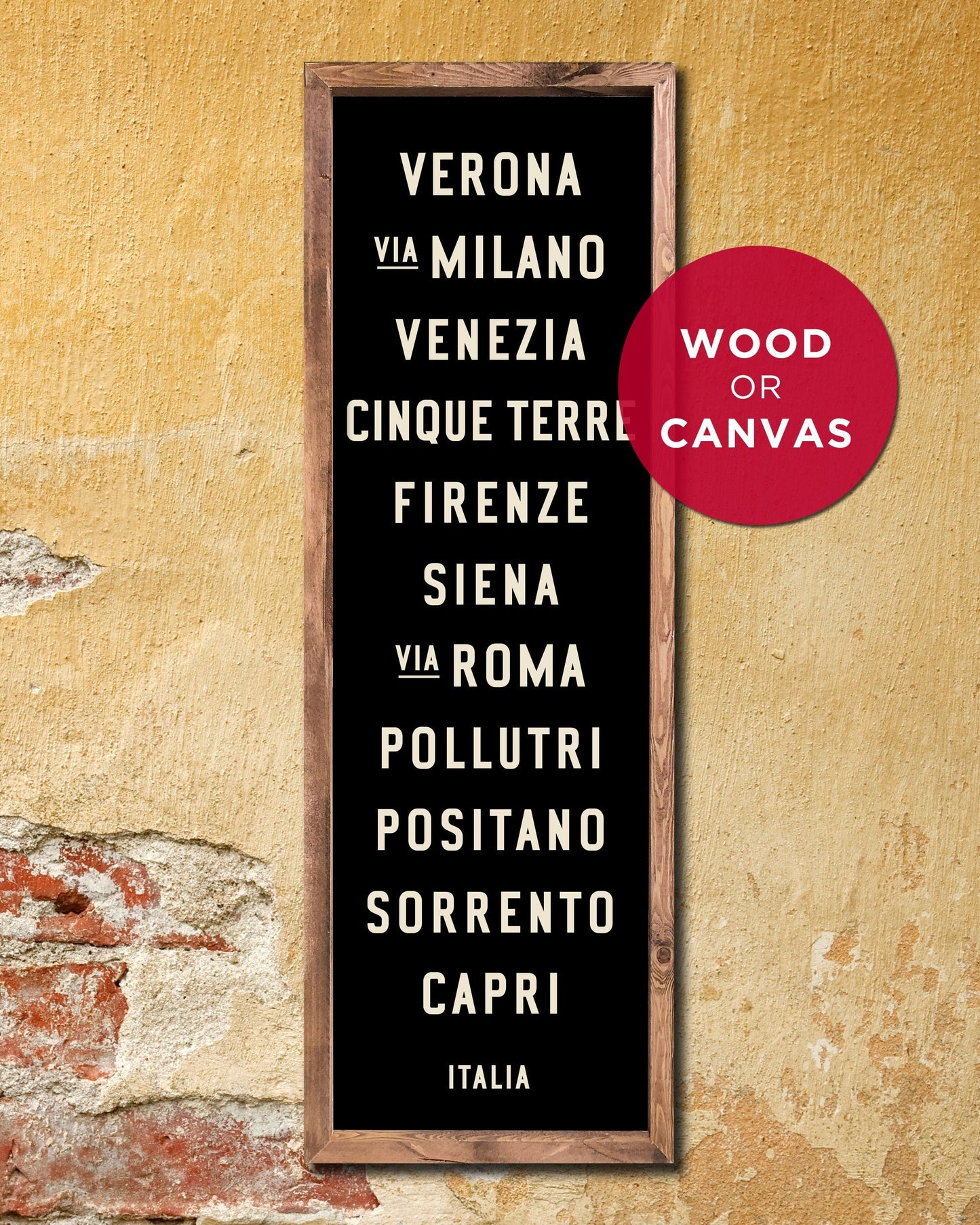 Wood Italy Subway Sign Art - Transit Design