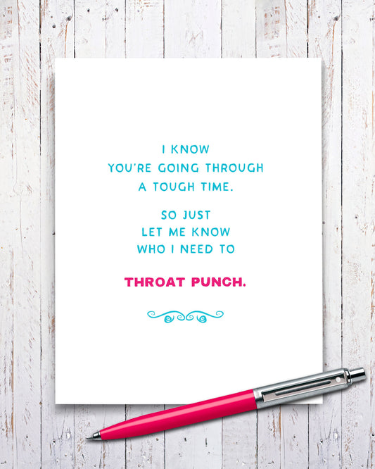 Throat Punch Difficult Time funny friendship Card- Transit Design - Smirkantile