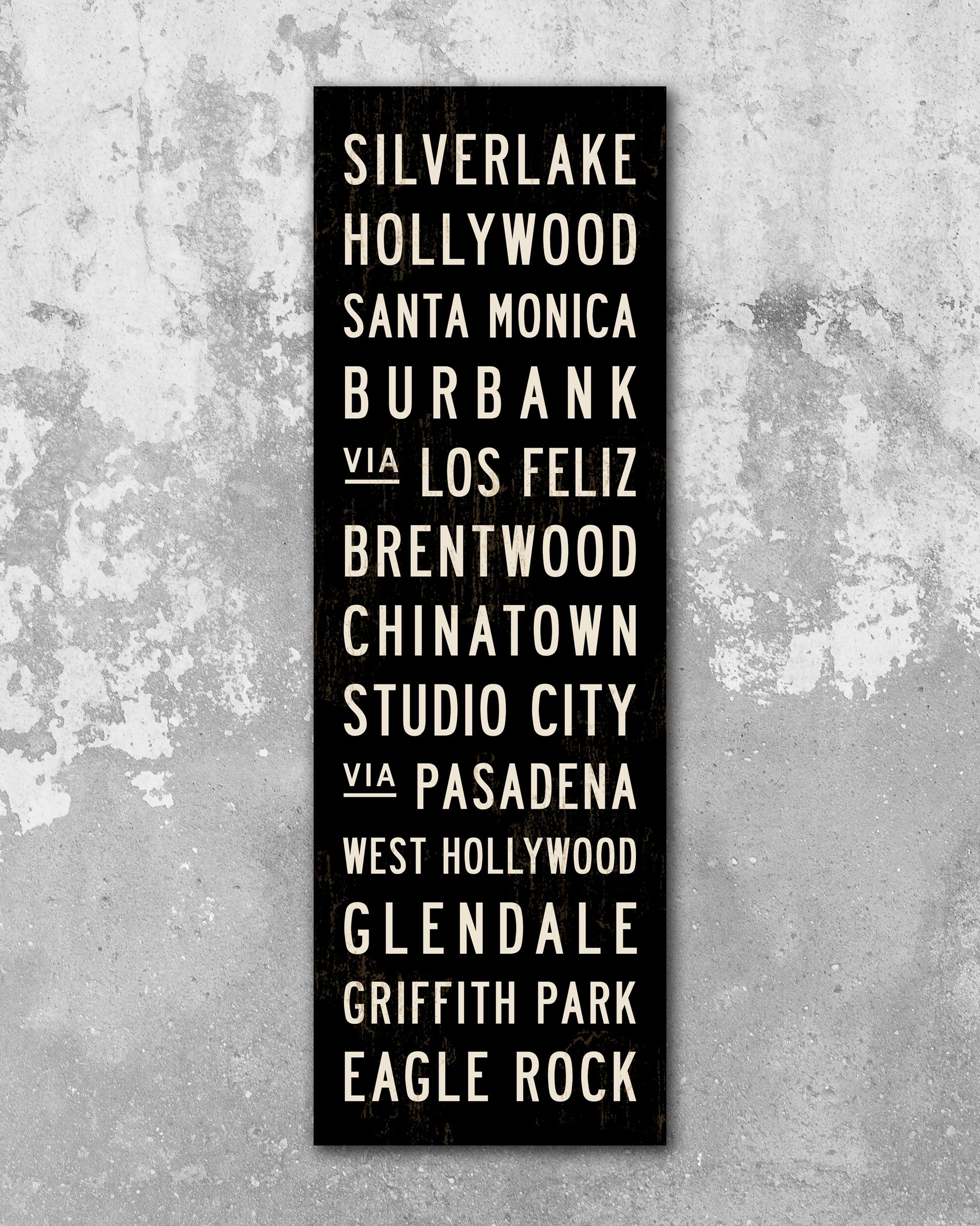 12x36 Los Angeles Subway SIgn Art, Bus Scroll on stretched canvas