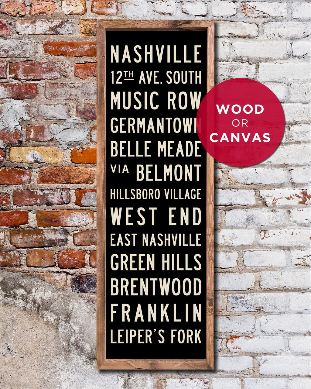 Small Nashville Subway Sign Art on handmade wood