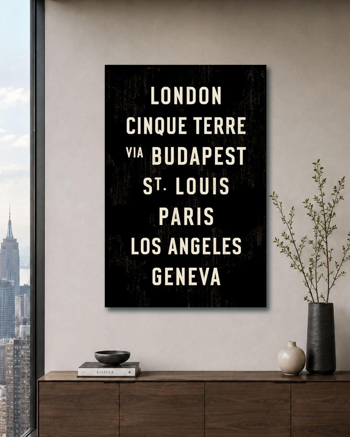 Custom Destination Sign in New York Apartment