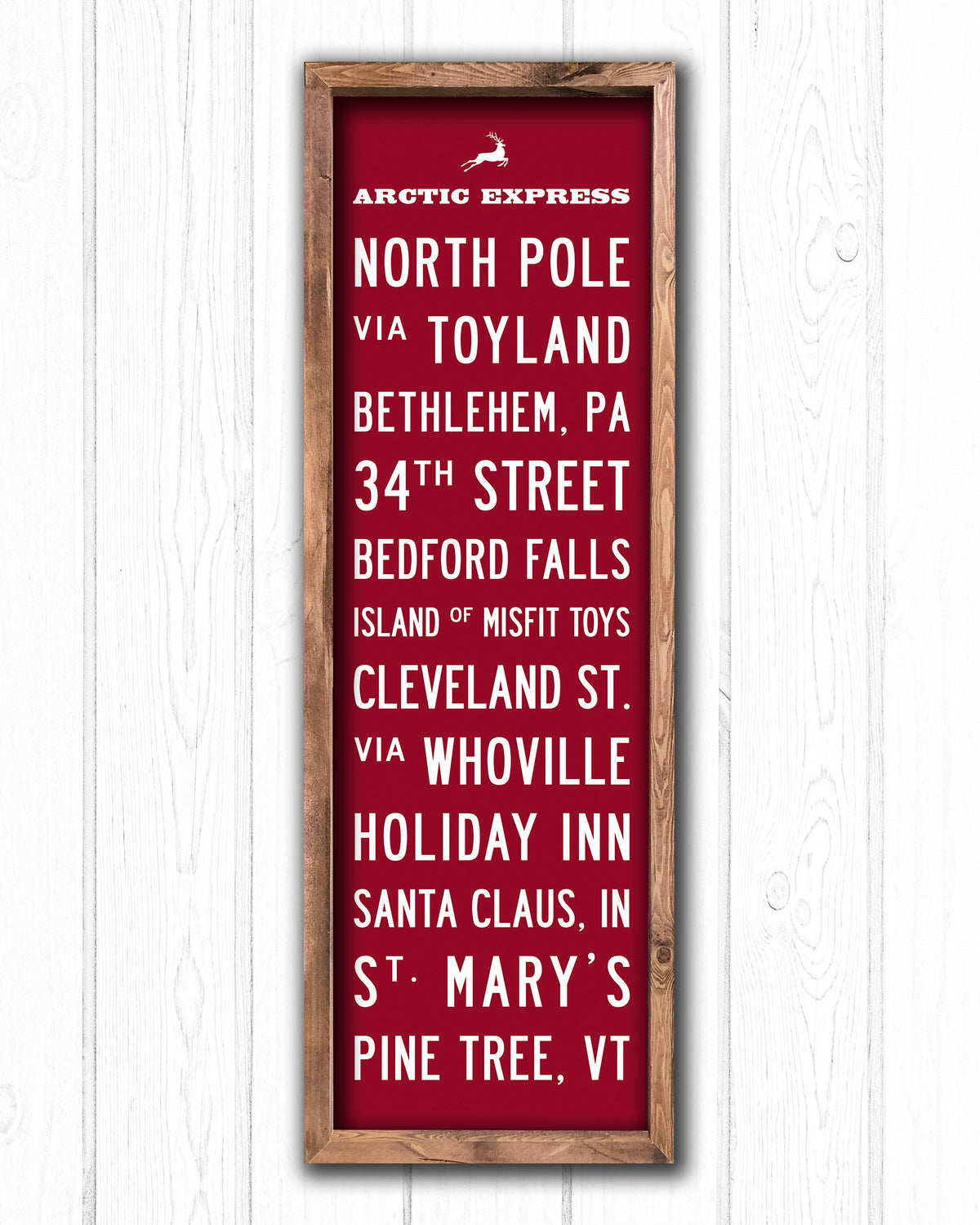 Arctic Express Wood Subway Sign – Retro Christmas Wall Art, 12x36