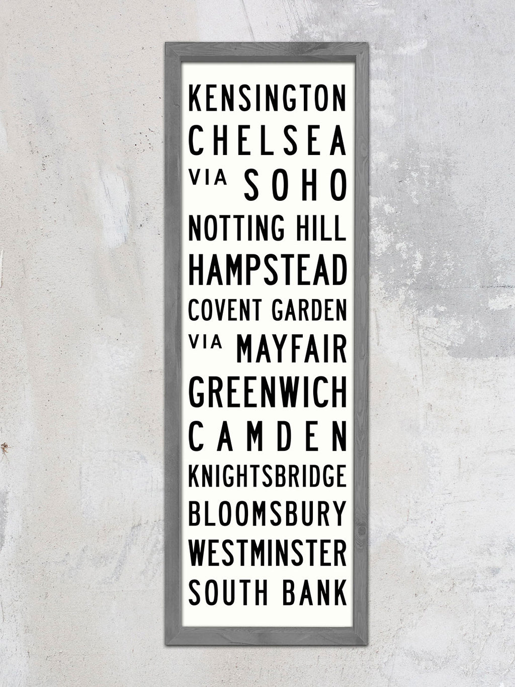 Black and White Wooden Subway SIgn with Gray Frame