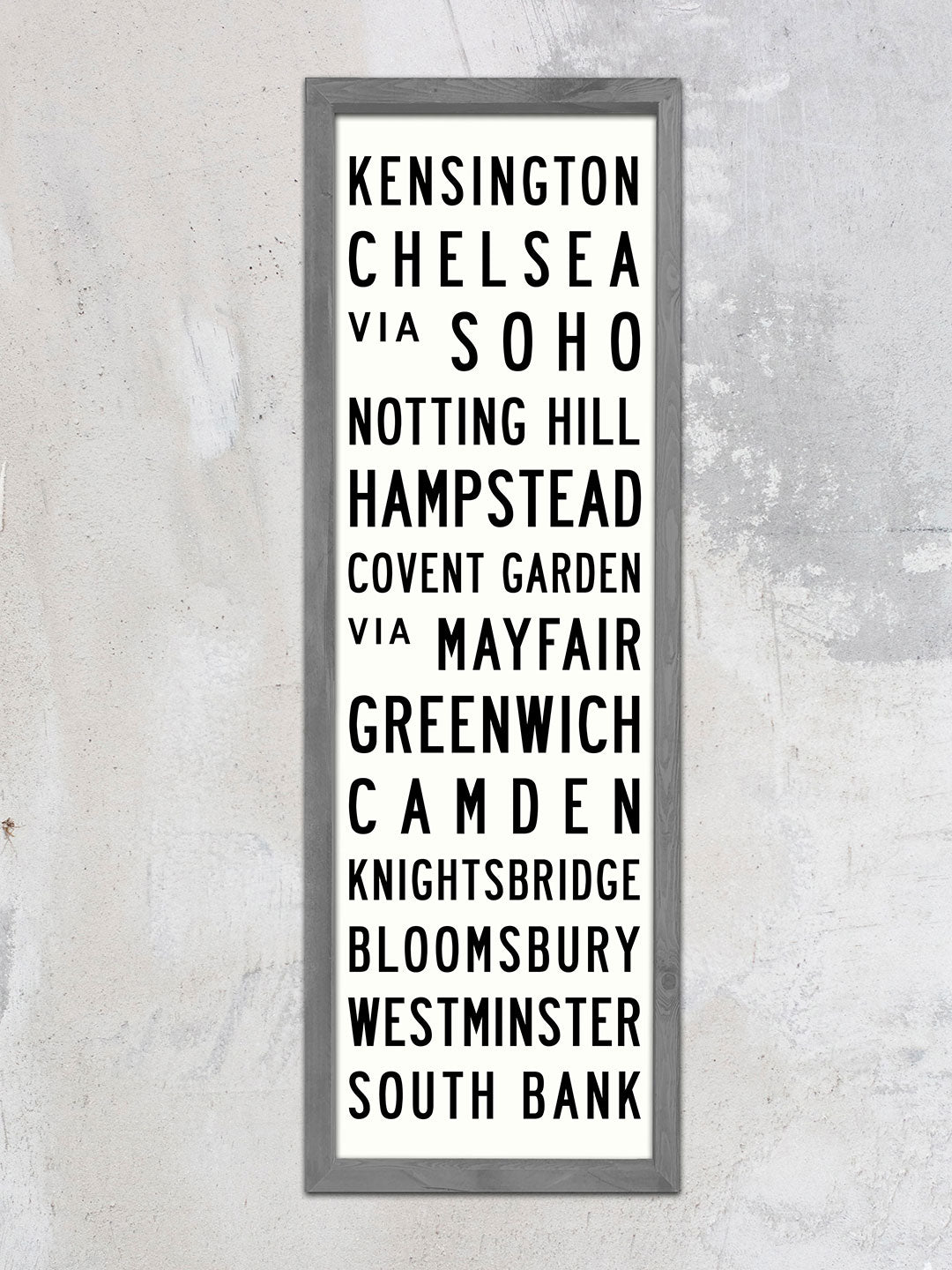 Black and White Wooden Subway SIgn with Gray Frame