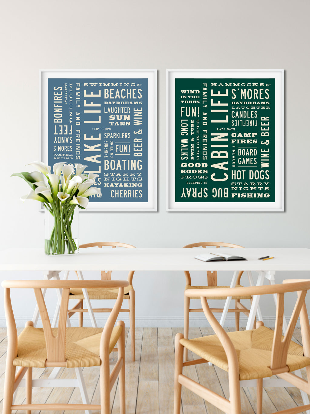 Cabin Life Word Art Print displayed in dining room