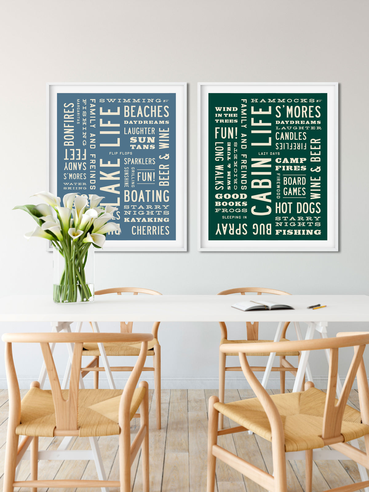 Cabin Life Word Art Print displayed in dining room