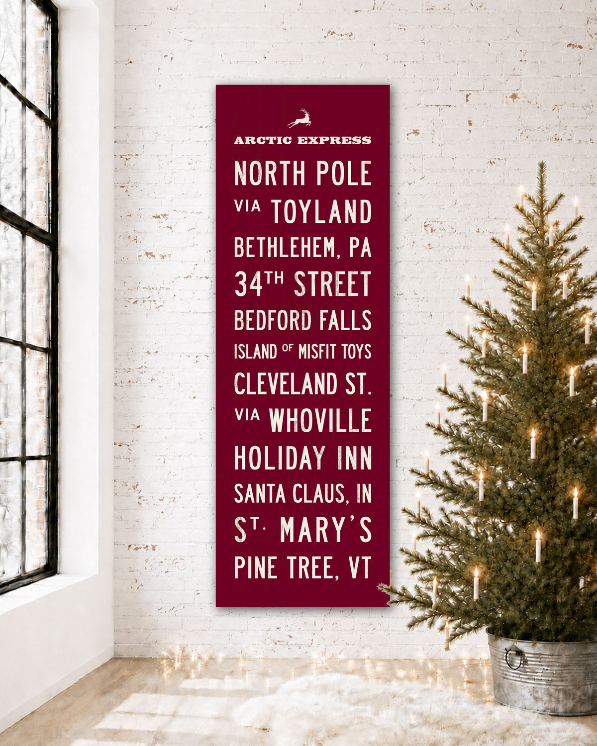 Christmas Subway Sign displayed as canvas wall art