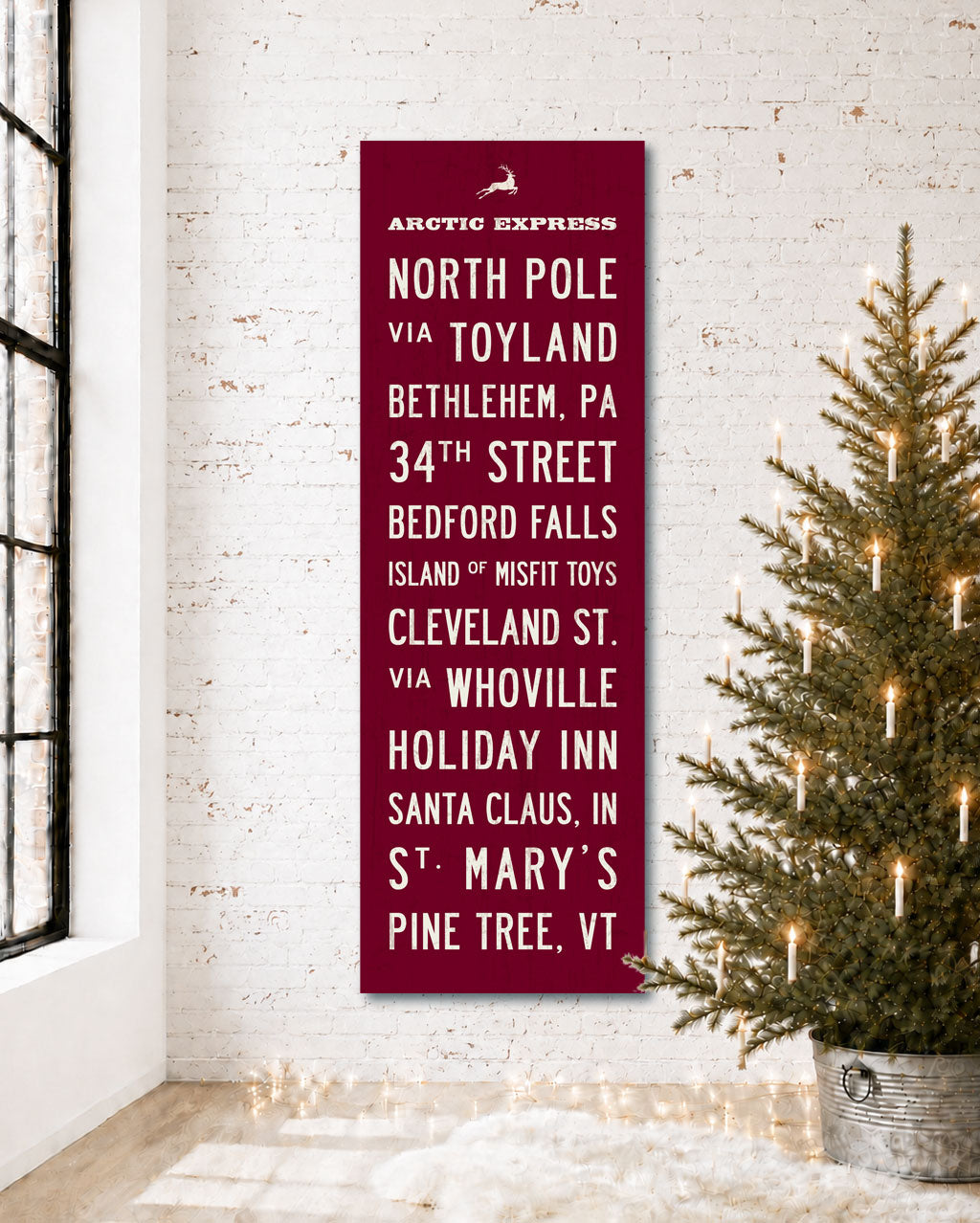 Christmas Subway Sign displayed as canvas wall art