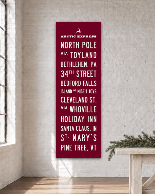 Christmas Subway Sign Hanging in simple room
