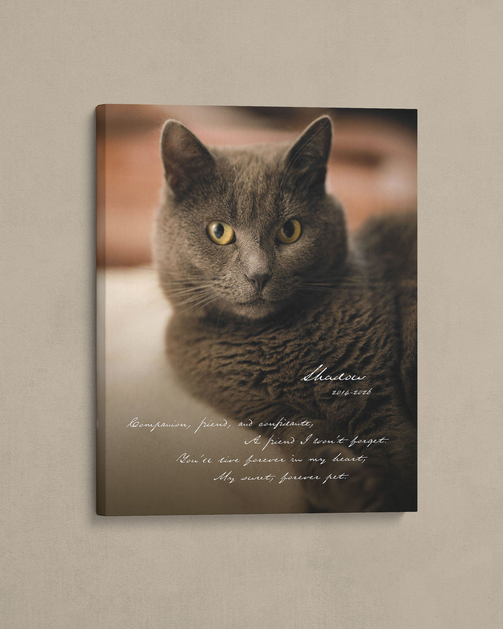 Personalized Cat Memorial Photo Canvas Wall Art