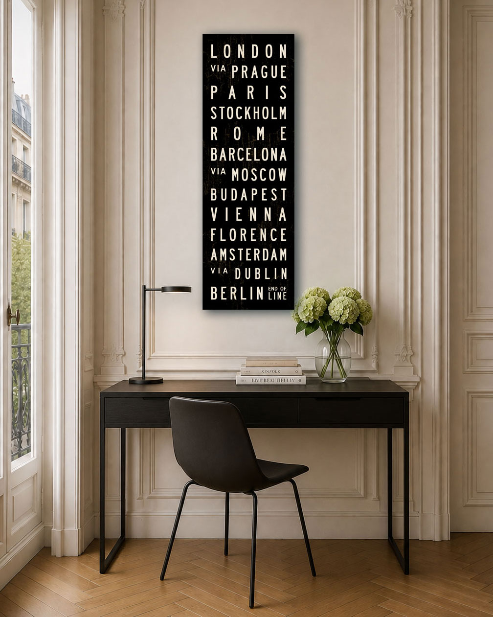Europe Subway Sign Wall Art hanging in French Apartment