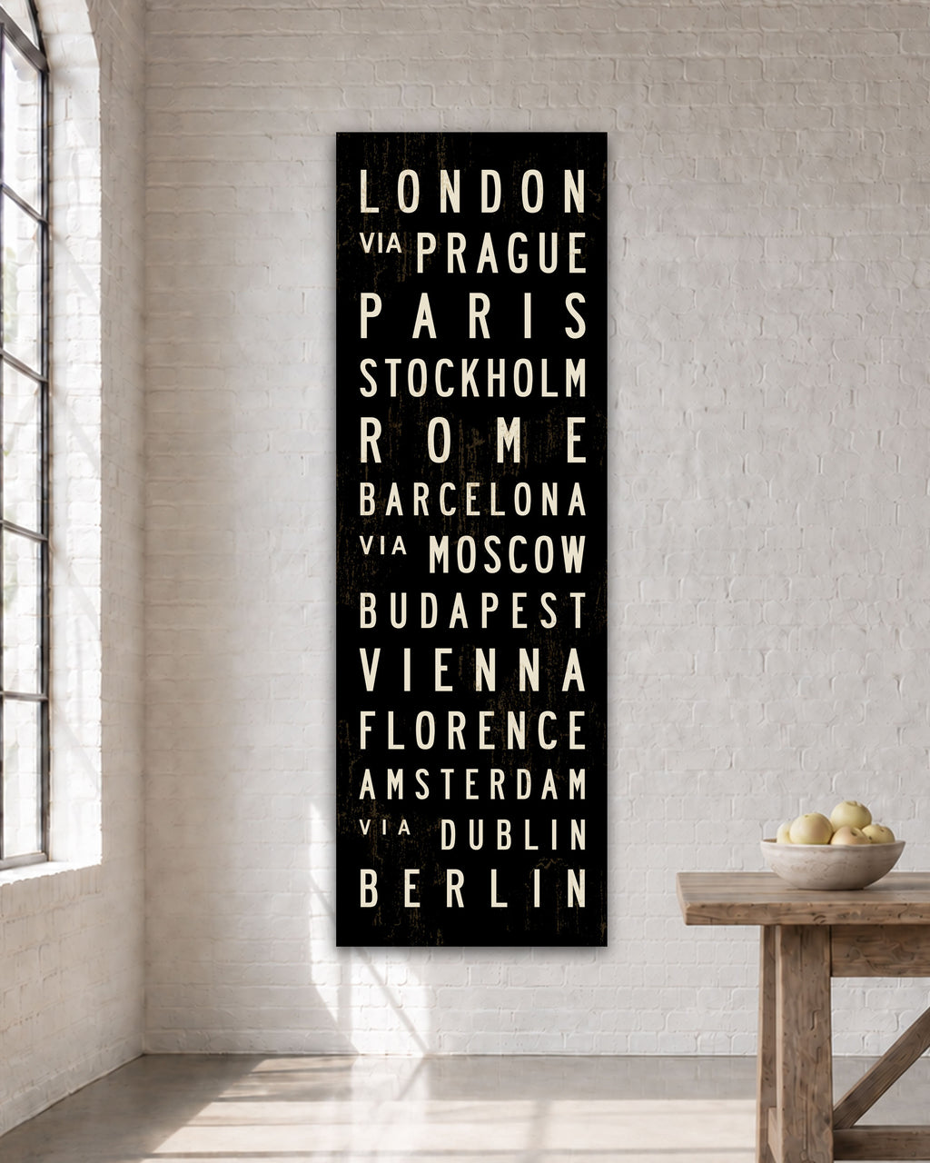 European Cities Subway Sign displayed as canvas wall art