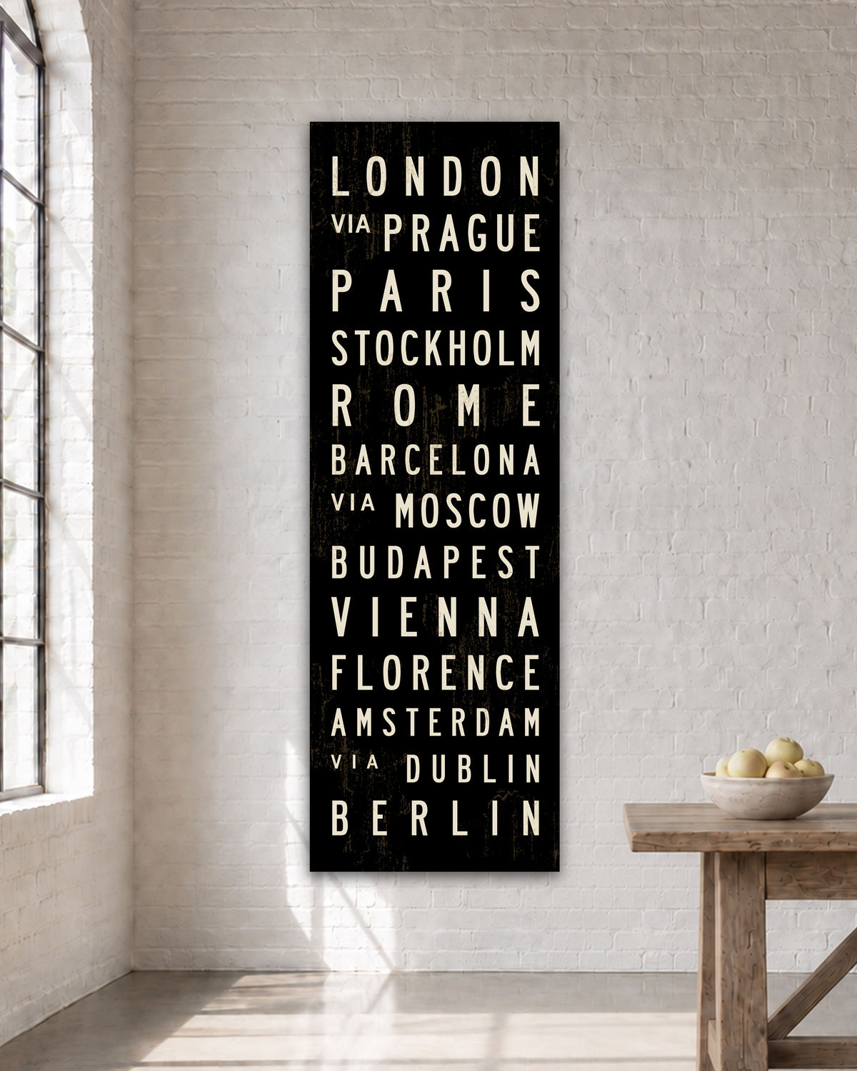European Cities Subway Sign displayed as canvas wall art