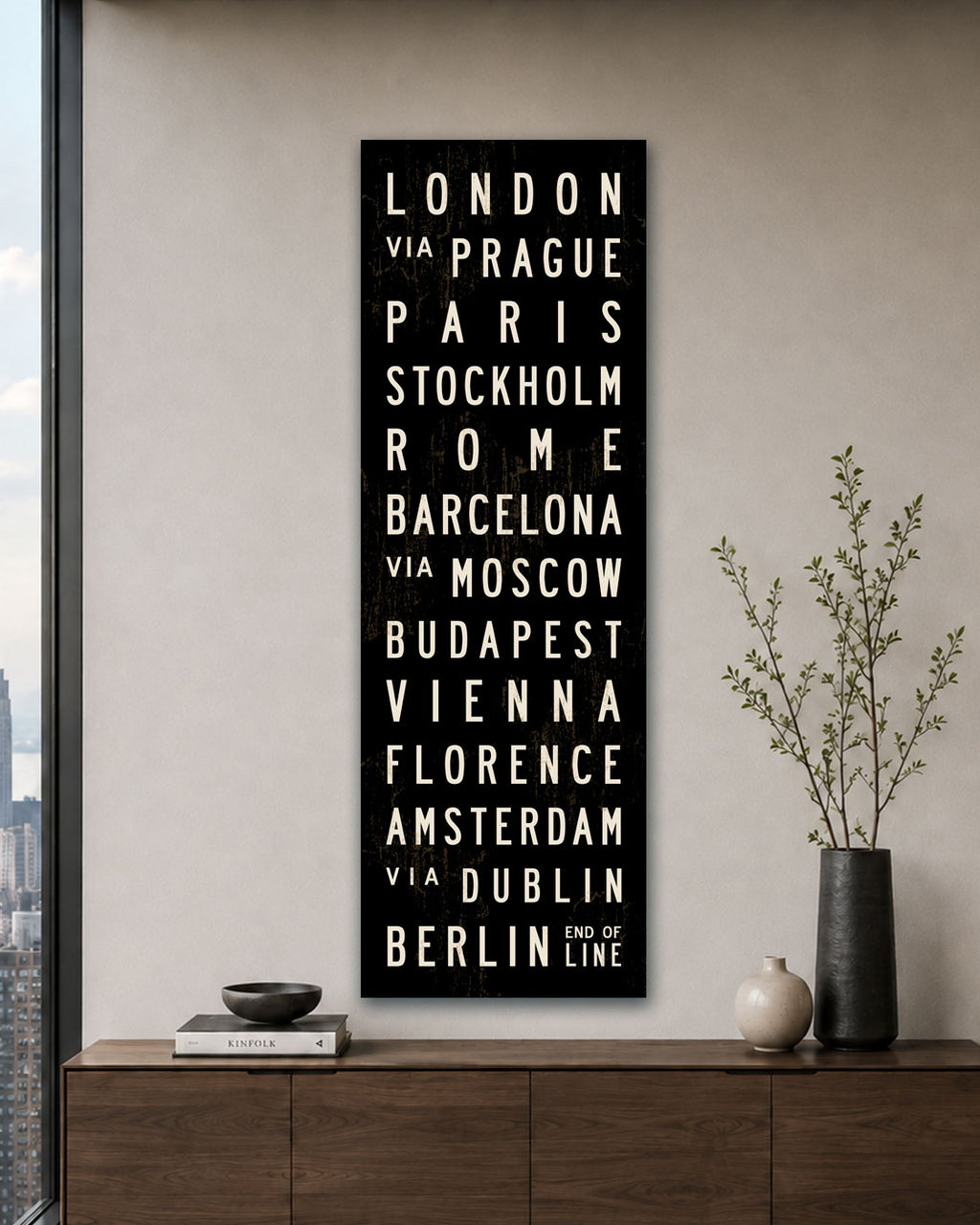 European Cities Subway Sign displayed as canvas wall art