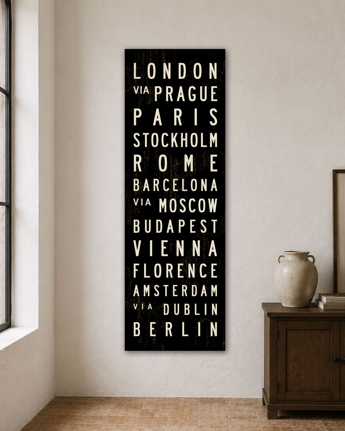 European Cities Subway Sign displayed as canvas wall art