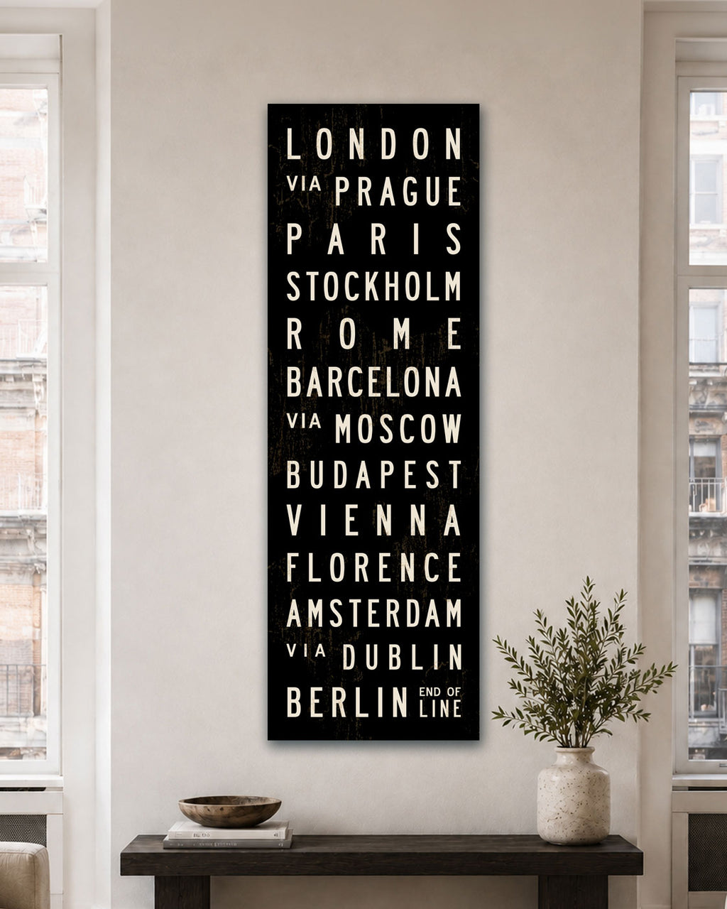 European Cities Subway Sign displayed as canvas wall art