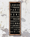 Small Wood Europe Subway Sign Art with brown frame