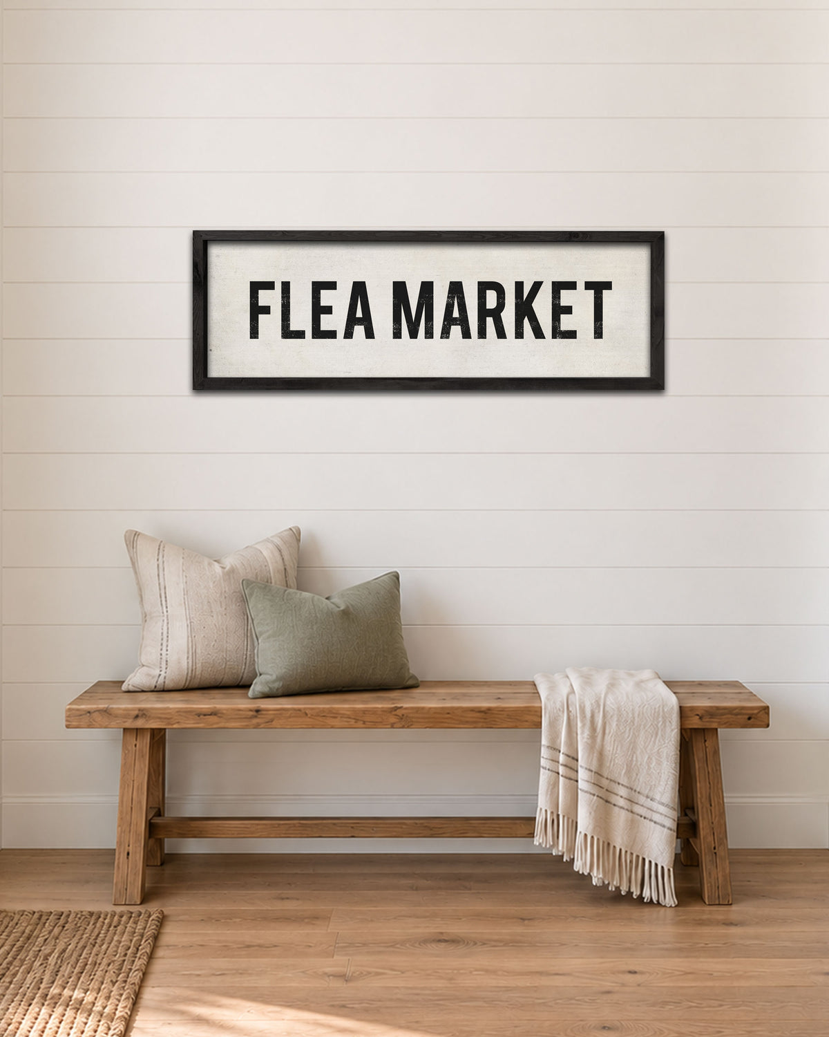 Vintage Flea Market Sign, wood farmhouse wall art