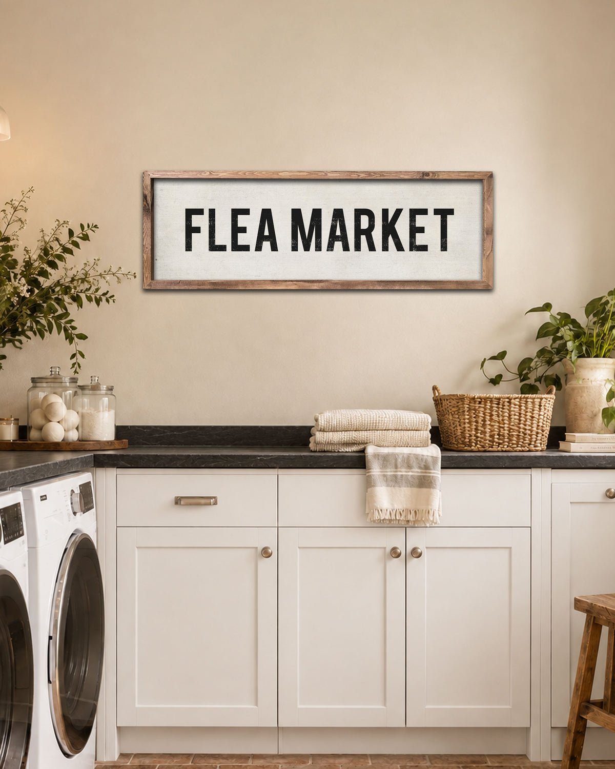 Wood Flea Market Sign, handmade decorative wall sign