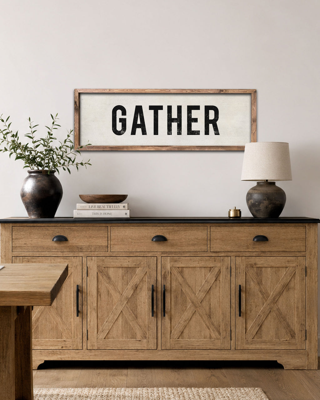 Handmade Wood Gather Sign, Farmhouse Wall Art