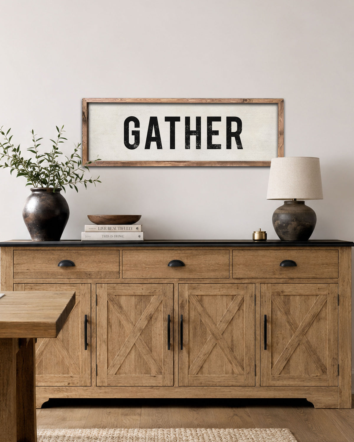 Handmade Wood Gather Sign, Farmhouse Wall Art