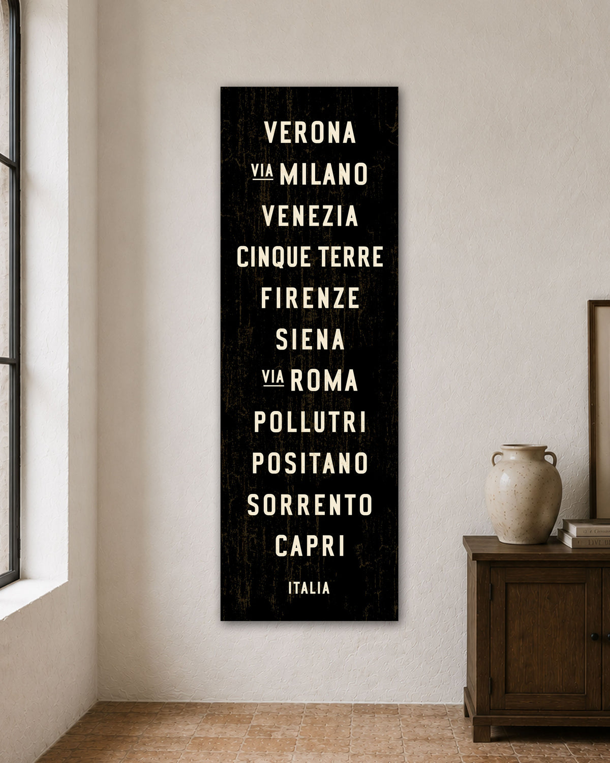 Italy Subway Sign displayed as canvas wall art