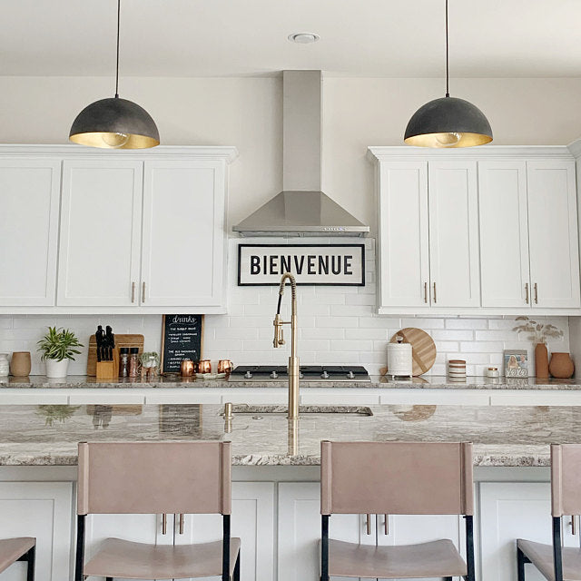 Bienvenue Sign in modern kitchen by Transit Design