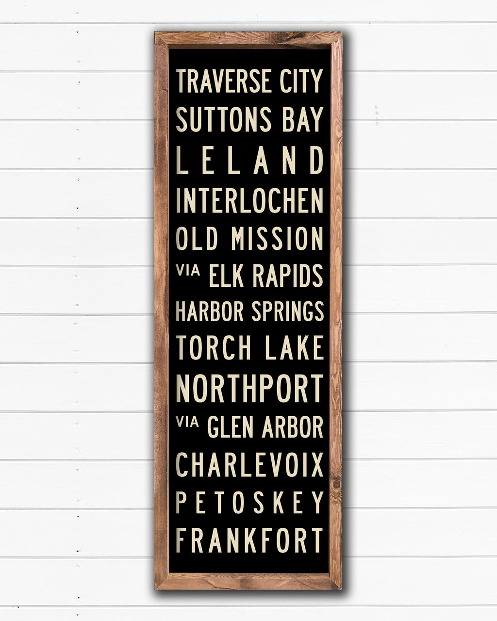 Small Michigan Subway Sign Art on hand painted wood with brown frame