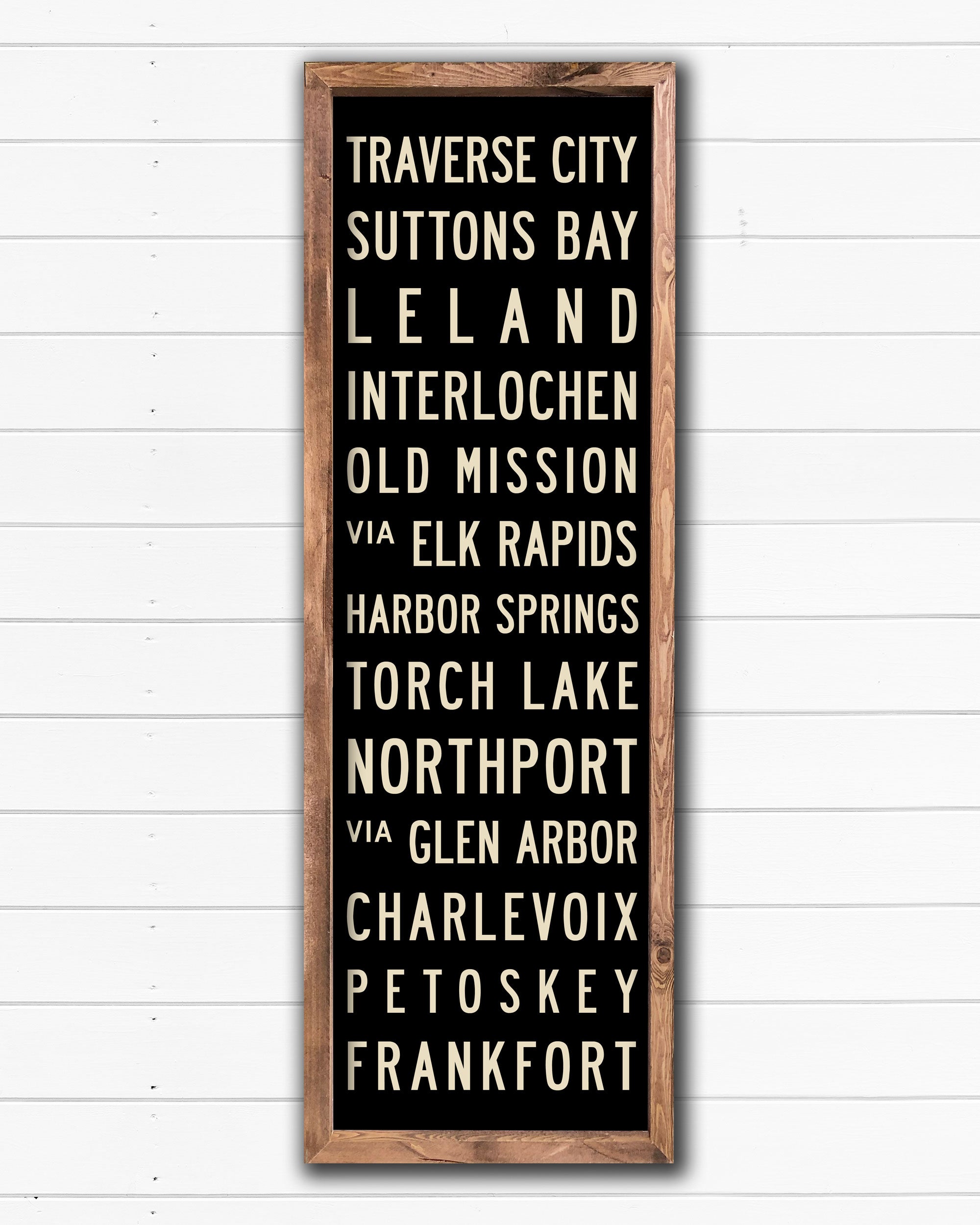 Small Michigan Subway Sign Art on hand painted wood with brown frame