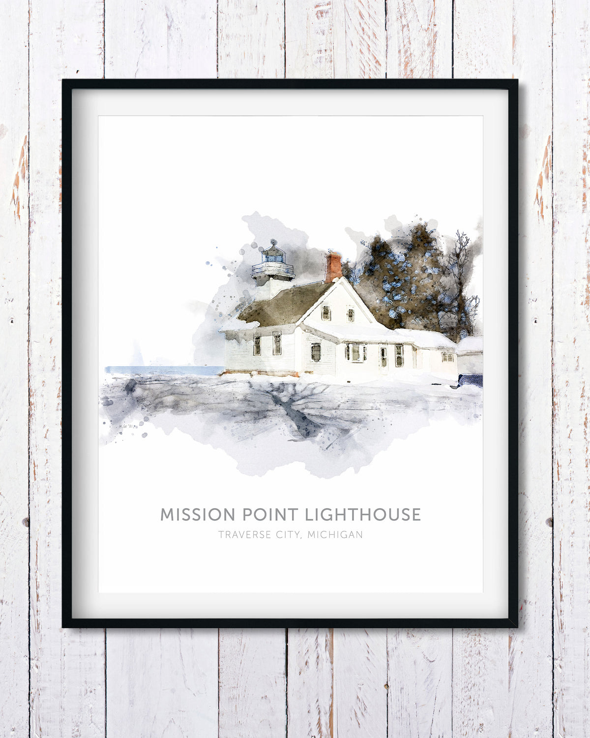 Mission Point Lighthouse, Traverse City, Michigan. Lighthouse Fine Art Prints and Watercolors